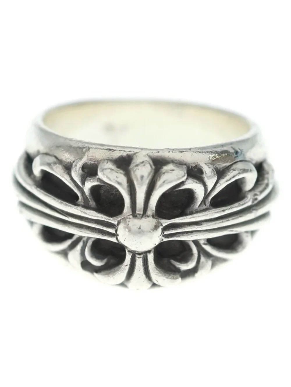 Chrome Hearts Flrl Crs Floral Cross Ring Silver